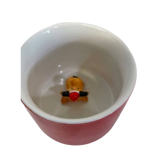 3D REINDEER in a Coffee Tea Mug Cup Cute Cartoonish Christmas Holiday Ceramic 3 - Picture 6 of 6